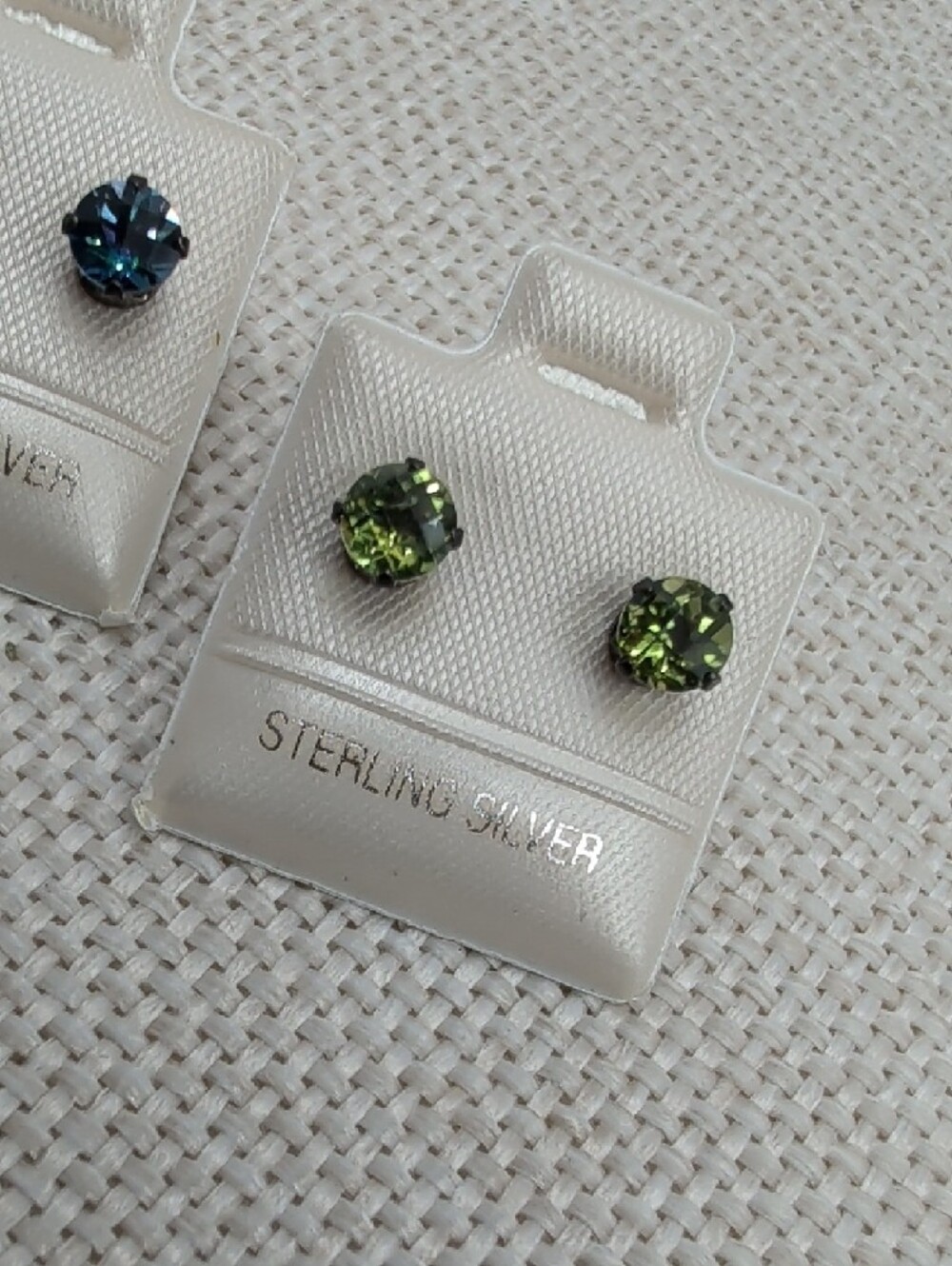 Vintage 925 Sterling Silver Multicolor Crystal Stud Earrings Set of 4 - Picture 11 of 16